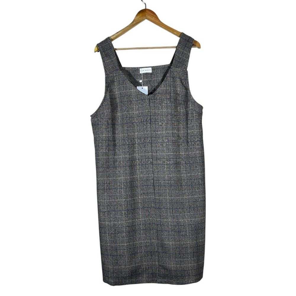 NWT Pink Desert Pinafore Glen Plaid Jumper Dress Brown Academic Shift Size XL